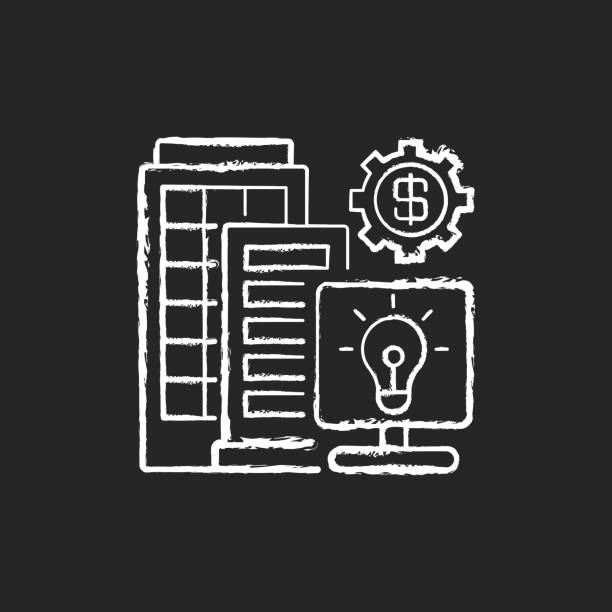 Silicon valley chalk white icon on black background Silicon valley chalk white icon on black background. High technology and innovation center. Information technology workers. High-tech companies. Isolated vector chalkboard illustration silicon valley stock illustrations