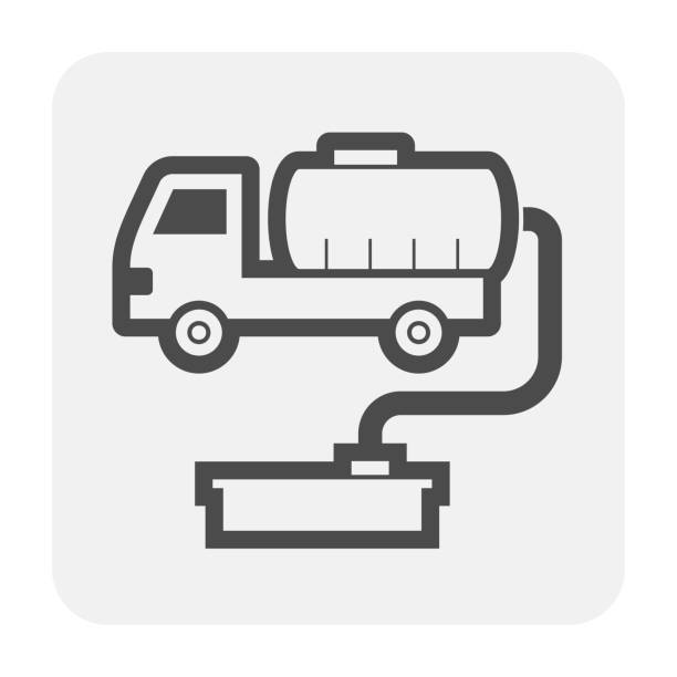 подземный танк и грузовик вектор значок дизайн. - gas fuel pump symbol metal stock illustrations