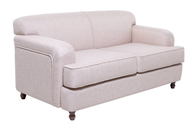 istock modern grey fabric sofa isolated on white, side view. contemporary couch 1285484501
