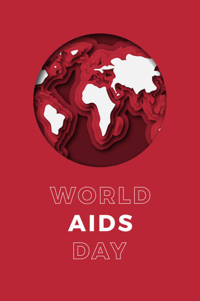 światowy dzień aids banner szablon projektu z papieru wyciąć realistyczne elementy na czerwonym tle. wektor ilustracja wakacje łatwe do edycji i dostosowywania - world aids day stock illustrations