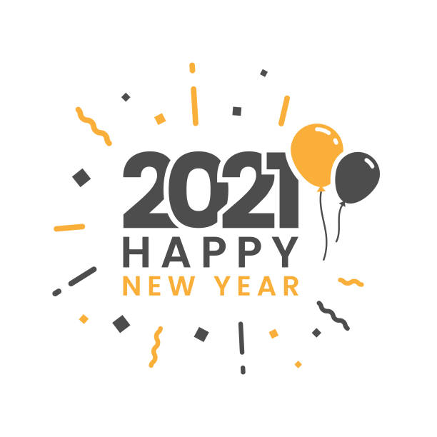 Happy New Year 2021 Vector Design on White Background. Scalable to any size. Vector Illustration EPS 10 File. confetti clipart stock illustrations