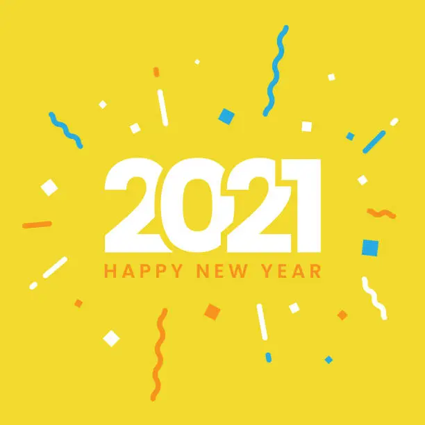 Vector illustration of Happy New Year 2021 Flat Design.