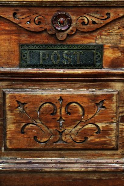 istock an old wooden door with a bronze mail slot 1285487497