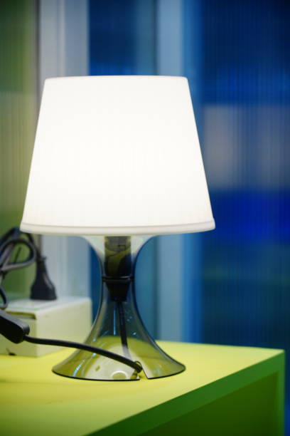 Cose-up white Lamp night light in Bedroom