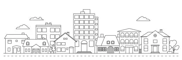 Vector illustration of Small Town neighborhood vector illustration