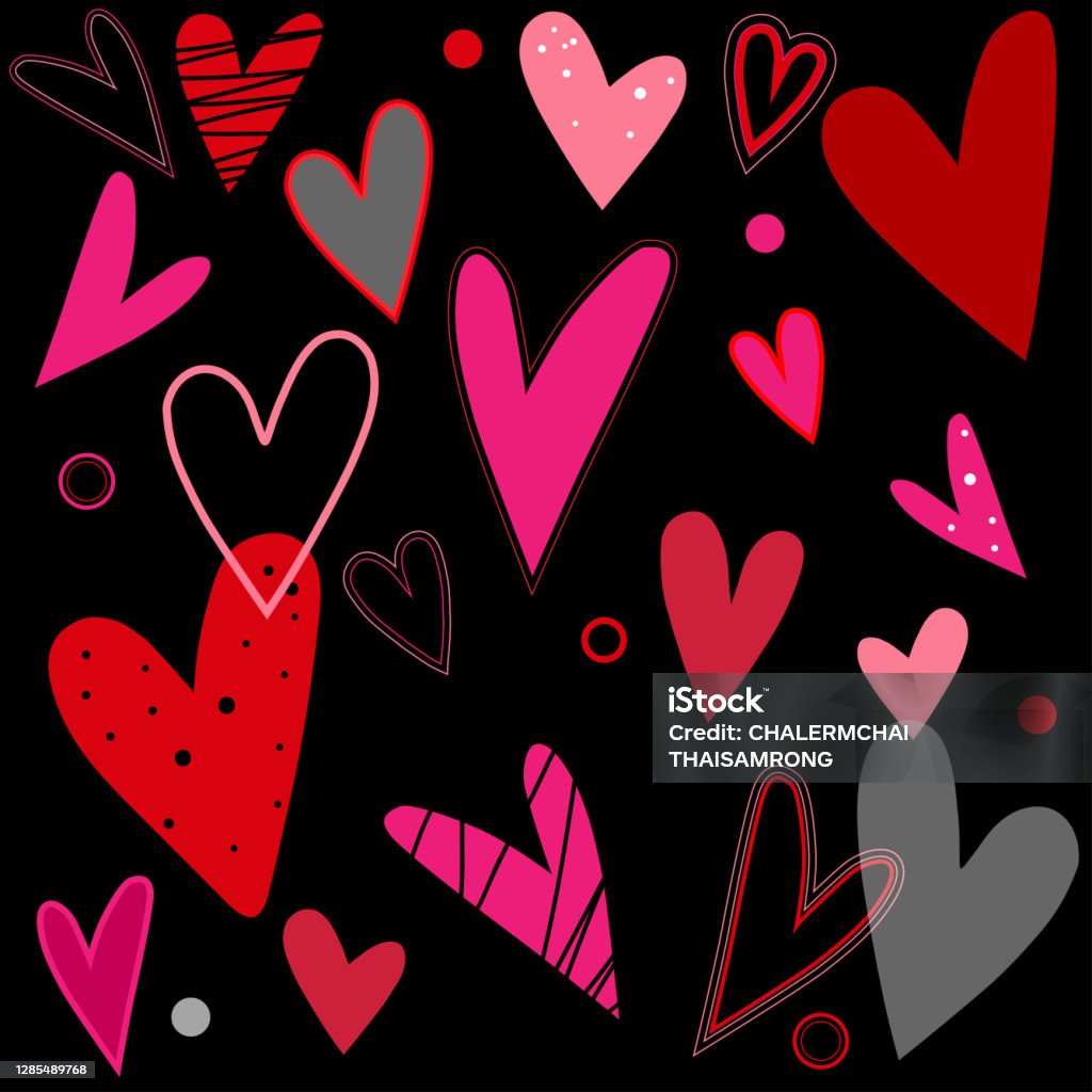 Ngày Valentine Hình Trái Tim Trên Nền Đen Vector Hình minh họa Sẵn ...