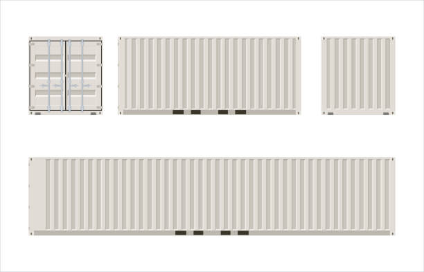 ISO cargo containers Door, side and back views of twenty and forty foot ISO cargo containers cargo container stock illustrations