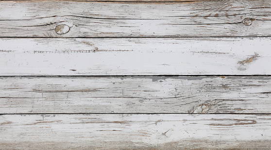 Vector illustration background texture of old vintage weathered white painted grunge wooden planks with brown wood grain