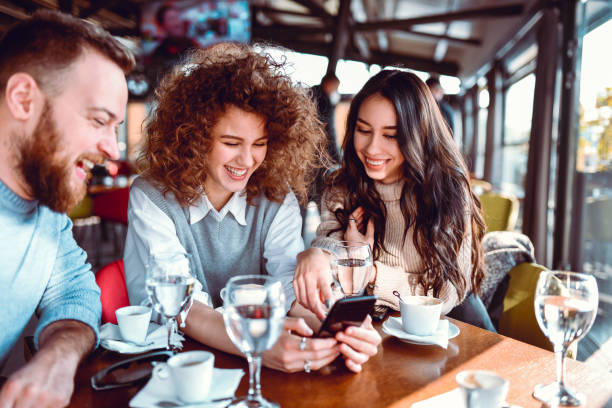 istock Fun Selfie By Friends During Coffee Time In Bar 1285491024