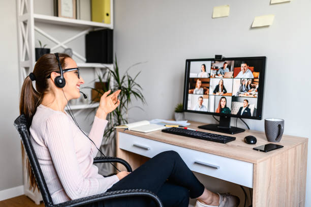 istock A group video conference of a young woman 1285491044