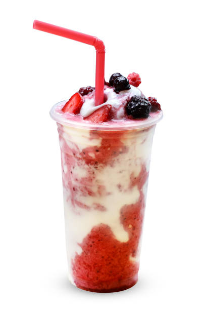istock Mixed berry yogurt smoothies isolated on white background with clipping path 1285495846
