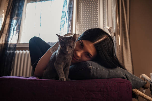 istock Laying and relaxing with my cat on sofa 1285498469