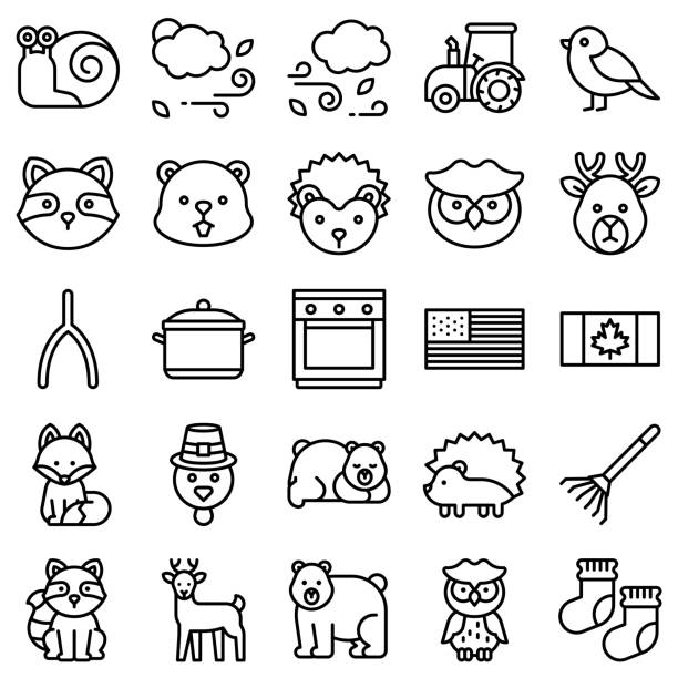 Thanksgiving related line vector icon set 6 Thanksgiving related line icon set 6, vector illstration ursus tractor stock illustrations