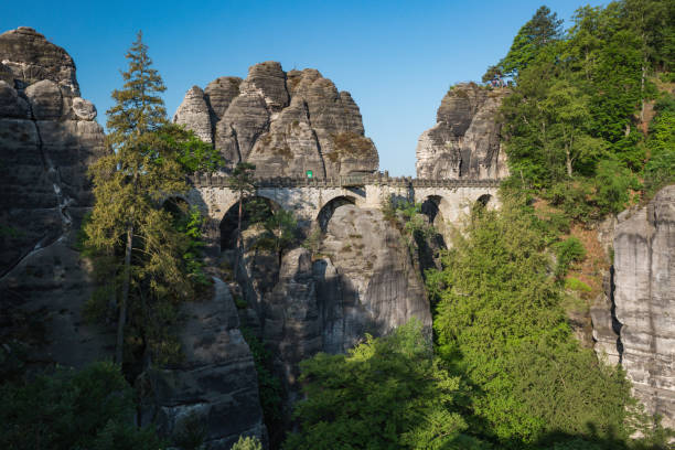 The Bastei Bridge was constructed to link several rocks for the visitors in 1851, Germany