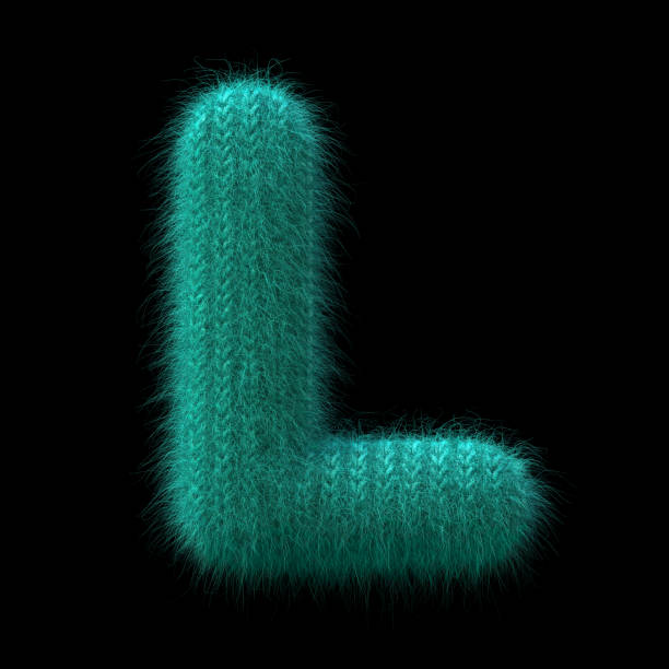 wool letter L - Capital 3d knitted font - suitable for Winter, knitting or wool related subjects stock photo