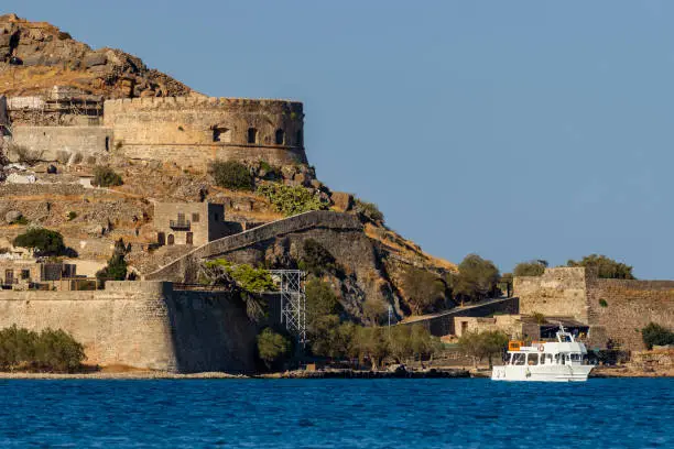 The ancient Venetian fortress and former leper colony of Spingalonga on Crete, Greece