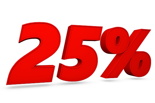 3D Red 25 percent, Discount 25 percent