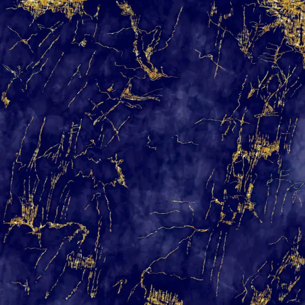 Vector illustration of Navy Blue Marble Texture with Gold Veins Vector Background, useful to create surface effect for your design products such as background of greeting cards, architectural and decorative patterns. Trendy template inspiration for your design.