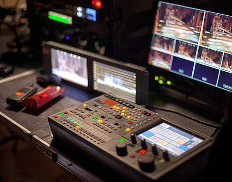 video camera in a theater Broadcasting and Recording with Digital equipment.