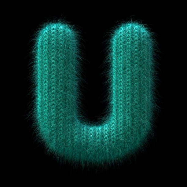 wool letter U - Capital 3d knitted font - suitable for Winter, knitting or wool related subjects stock photo