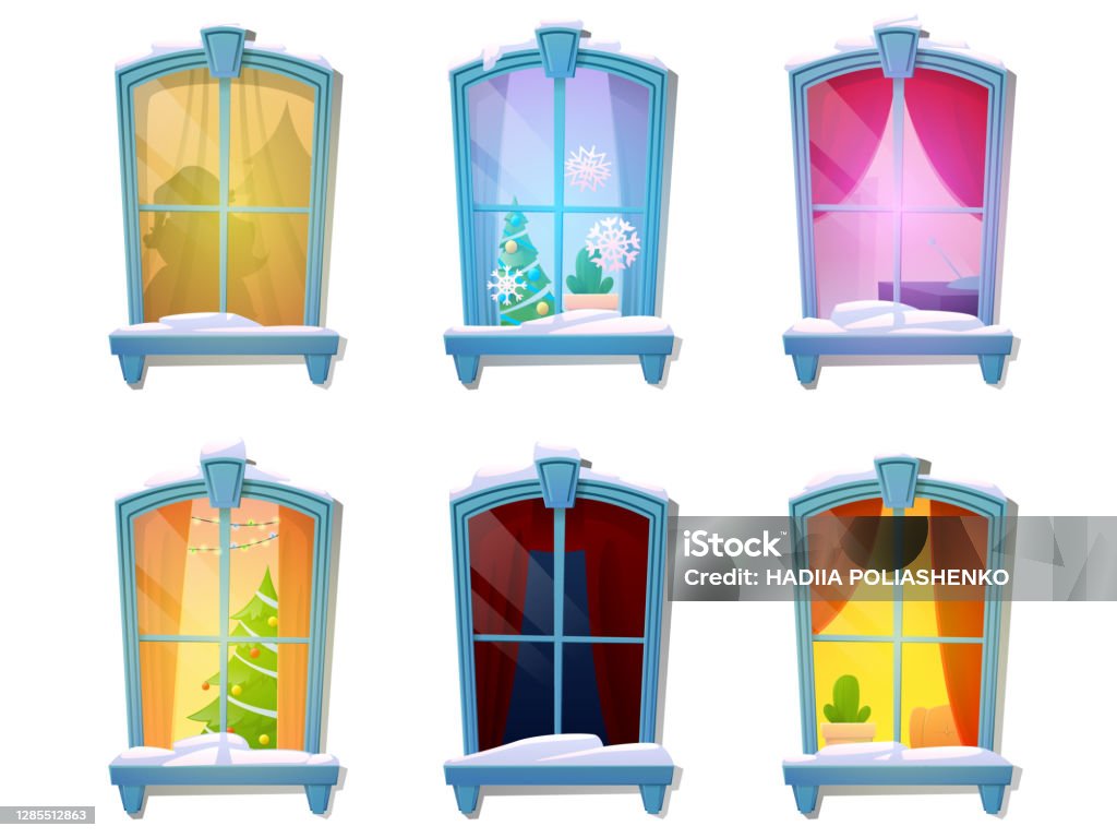 Ilustración de Conjunto De Ventanas Nevadas De Dibujos Animados Revestimientos De Fachada De Pared Con Ventanas De Navidad Ventanas De Navidad En La Noche De Navidad O Año Nuevo Ilustración Vectorial y Ilustración de Conjunto De Ventanas Nevadas De Dibujos Animados Revestimientos De Fachada De Pared Con Ventanas De Navidad Ventanas De Navidad En La Noche De Navidad O Año Nuevo Ilustración Vectorial y