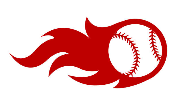 Vector illustration of baseball ball with simple flame shape Vector illustration of baseball ball with simple flame shape. Ideal for sticker, decal, sport logo and any kind of decoration. baseball base icon stock illustrations