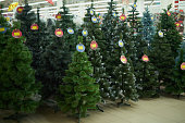 Selling PVC Christmas Trees in the Mall