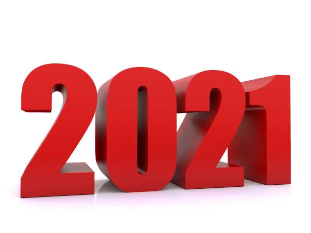 istock New Year 2021  ,3d rendering on white black ground 1285519453