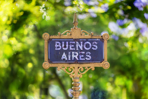 Argentina Buenos Aires antique information sign in public park