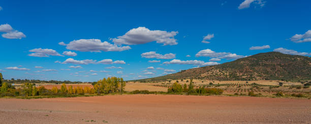 Panoramic view over the landscape of La Mancha, Spain
