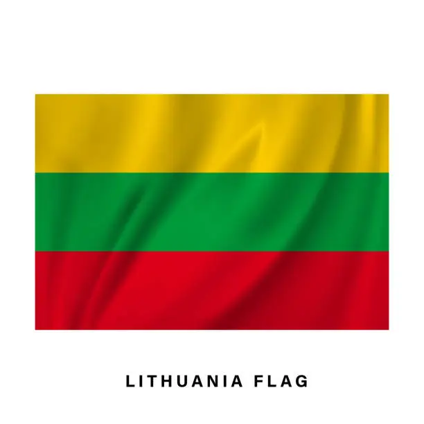 Vector illustration of Lithuania is waving its flag. Realistic national flag vector design. Isolated.