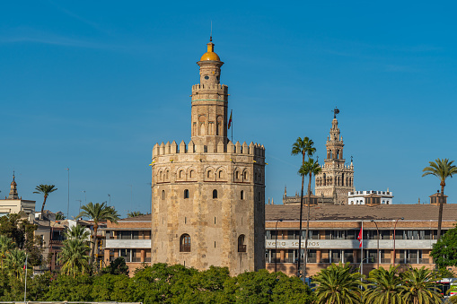Torre del Oro, Seville, Spain. Military watchtower erected in order to control access to Seville via the Guadalquivir river