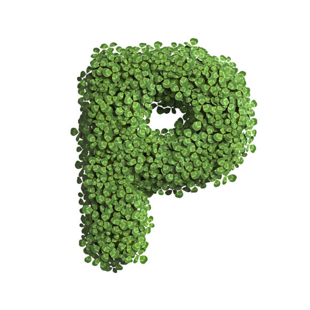 istock clover letter P - Upper-case 3d spring font - suitable for Nature, ecology or environment related subjects 1285529110