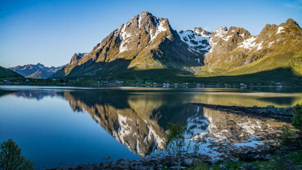 istock Beautiful landscape in Norway with mountain reflection on a lake 1285530891