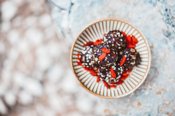 RAW Cocoa Balls with Goji Berries and Sesame Seeds