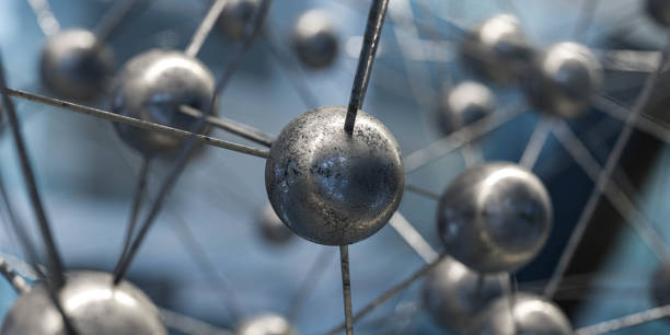 istock stained iron steel metal ball with abstract network architecture construction background 3d rendering illustration 1285536248