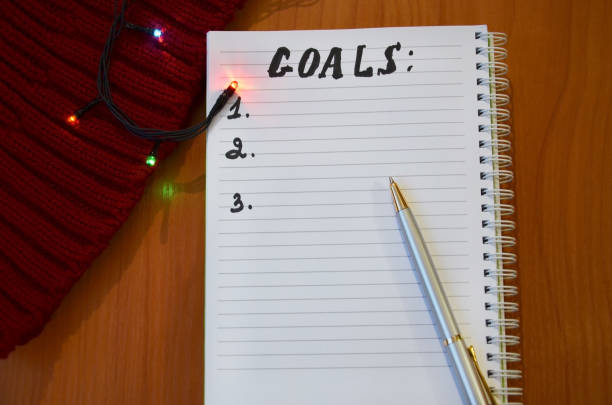 istock notebook with the inscription of goals on the table 1285541263
