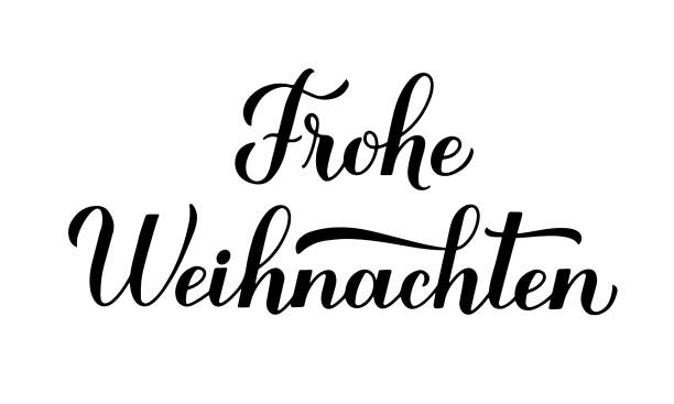 frohe weihnachten kaligrafi el yazısı beyaz izole. almanca mutlu noeller tipografi posteri. tebrik kartı, banner, el ilanı, etiket, vb için vektör şablonu kolayca - weihnachten stock illustrations