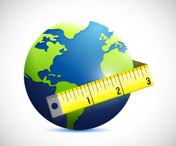 ilustrações de stock, clip art, desenhos animados e ícones de globe and measure tape illustration design - healthy eating freight transportation globe planet