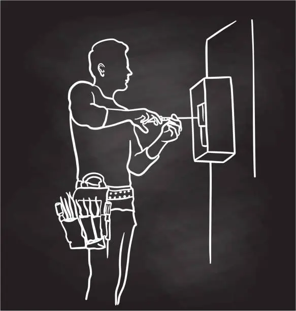 Vector illustration of Maintenance Repairman Chalkboard