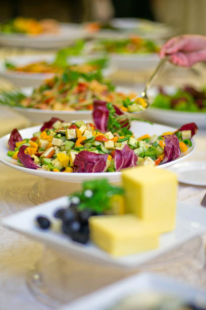 istock A fresh buffet of healthy salads. Soft focus image. 1285569405