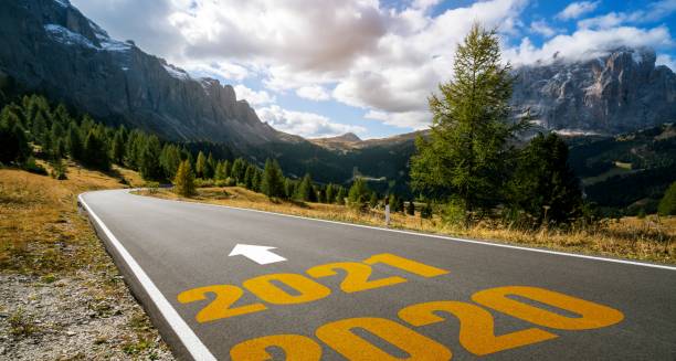 istock 2021 New Year road trip travel and future vision concept . 1285569548