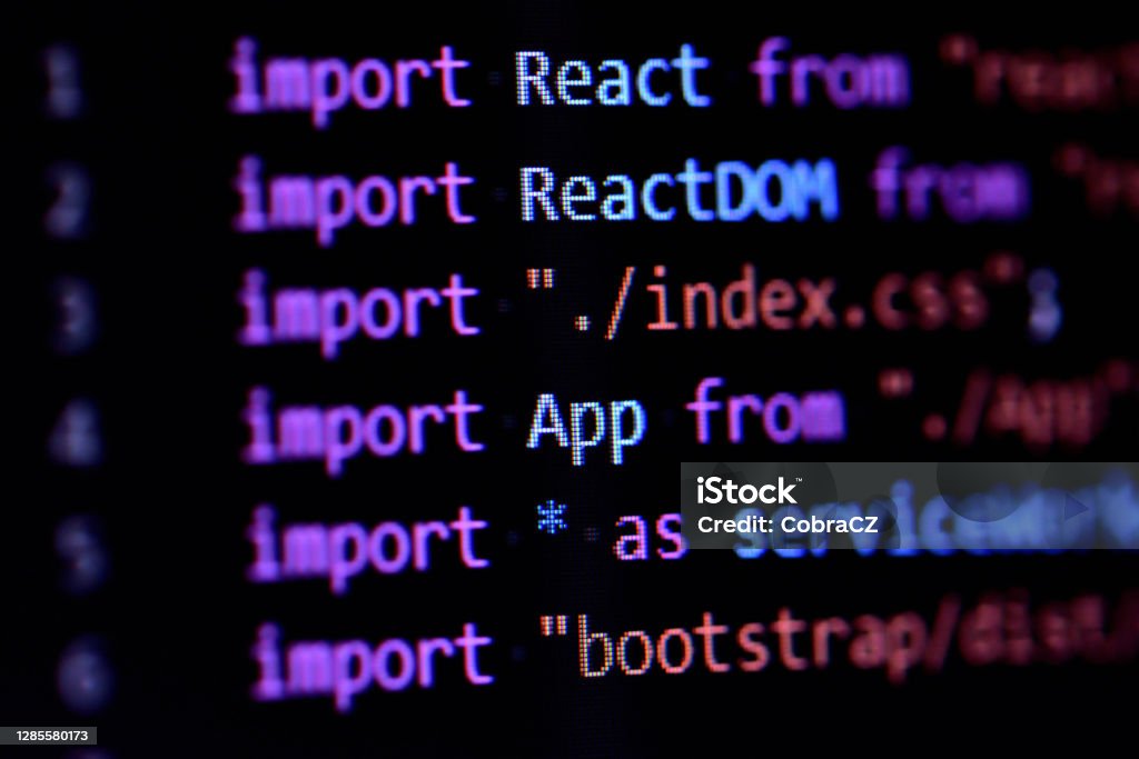Closeup Of React Javascript Programming Source Code Stock Photo ...