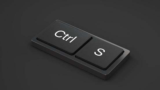 Black scene abstract keyboard control and S button 3d render