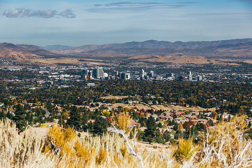 Downtown skyline reno autumn and fall colors