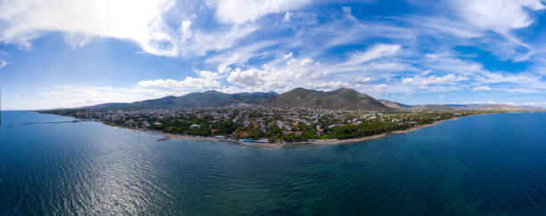 istock Nea Makri, Greece panoramic view. Mediterranean city background. Banner. 1285581833