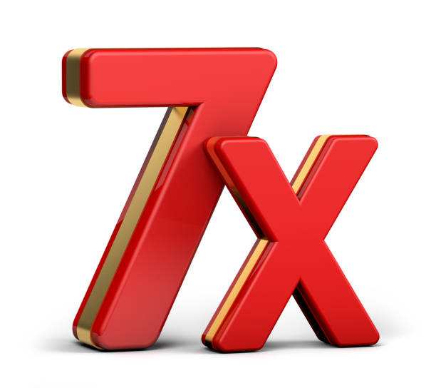 istock 7X gold and red letter isolated on a white background. 3D illustration. 1285583928
