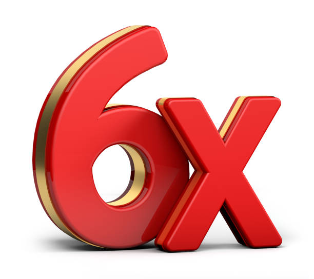 istock 6X gold and red letter isolated on a white background. 3D illustration. 1285583941