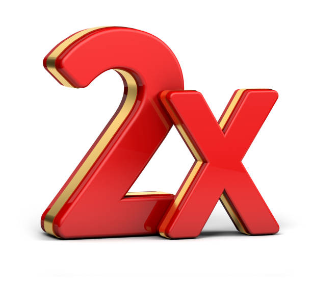 istock 2X gold and red letter isolated on a white background. 3D illustration. 1285583943