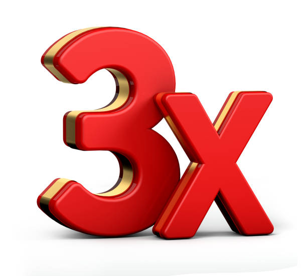 istock 3X gold and red letter isolated on a white background. 3D illustration. 1285583995